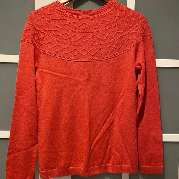 Talbots Womens CORAL Cable Knit Raglan Cashmere Blend Crewneck Sweater Small NEW - Picture 8 of 16